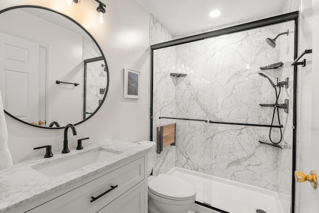 7521 Gable, Little Rock, AR 72205 - full bath with vanity, a marble finish shower, and toilet