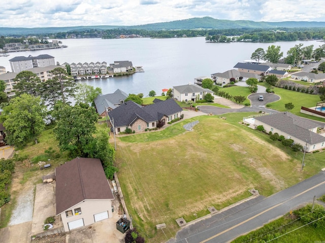 aerial view of a nearby body of water
