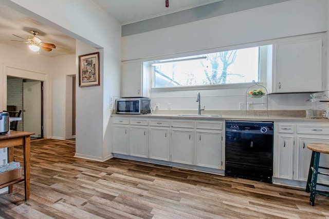 3110 Edison Ave, Benton, AR 72015 - kitchen with dishwasher, stainless steel microwave, a sink, ornamental molding, and a ceiling fan