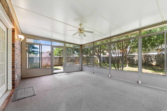 1045 Spatz Cir, Conway, AR 72034 - unfurnished sunroom featuring a ceiling fan and plenty of natural light