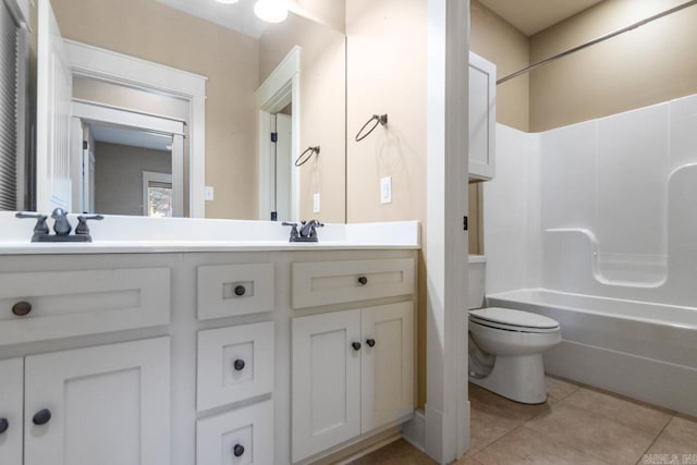 5611 Pear Tree Dr, Little Rock, AR 72206 - full bathroom with double vanity, toilet, tile patterned floors, and shower / bathtub combination