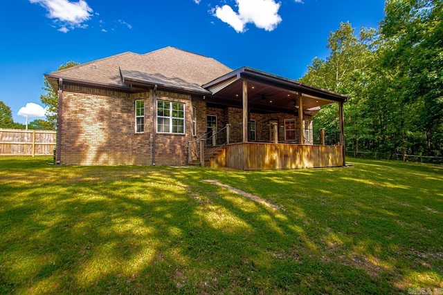5611 Pear Tree Dr, Little Rock, AR 72206 - rear view of property with a ceiling fan, brick siding, stairs, and a shingled roof