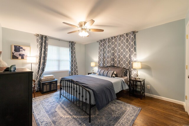 6924 W Markham St, Little Rock, AR 72205 - bedroom with baseboards, wood finished floors, and ceiling fan