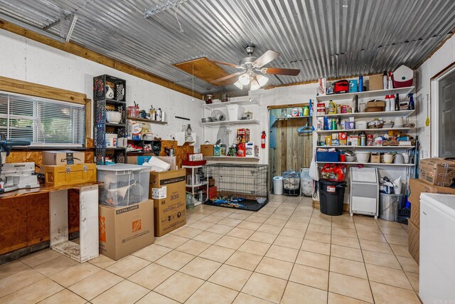 storage with a ceiling fan