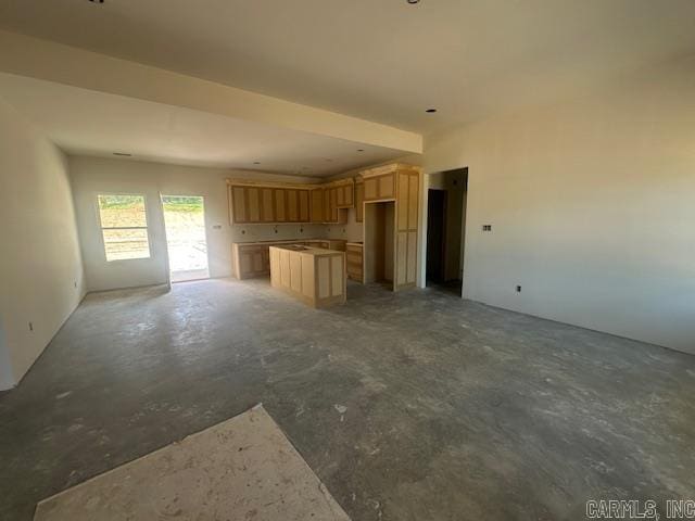 1168 Duke Dr, Bauxite, AR 72011 - unfurnished living room with concrete floors