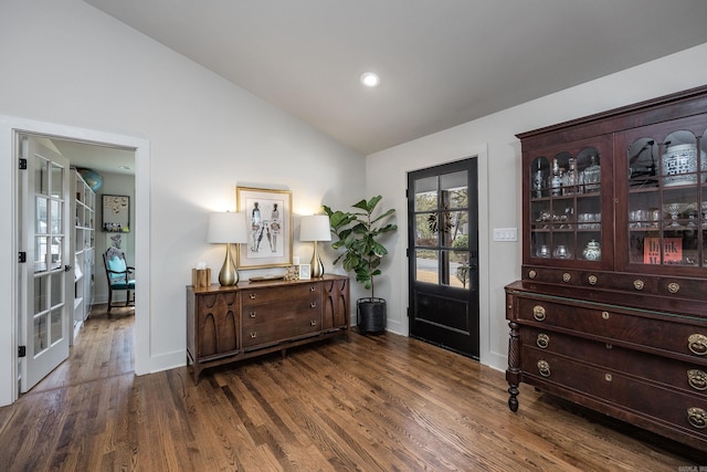 2803 Dalewood Rd, Little Rock, AR 72207 - foyer with lofted ceiling, wood finished floors, baseboards, and recessed lighting