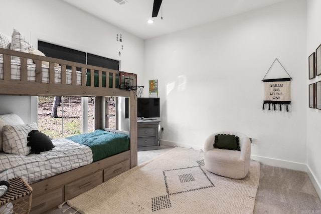 2505 Collins Dr, Conway, AR 72058 - bedroom with carpet, baseboards, recessed lighting, and a ceiling fan