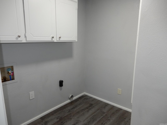 100 Douglas, Judsonia, AR 72180 - laundry area with dark wood-style flooring, washer hookup, baseboards, cabinet space, and electric dryer hookup