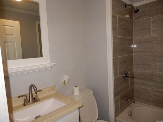 100 Douglas, Judsonia, AR 72180 - full bathroom featuring ornamental molding, vanity, bathing tub / shower combination, and toilet