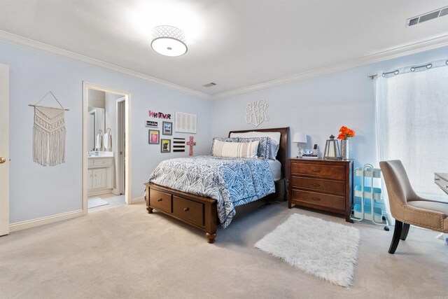 3305 Seminole Trl, Sherwood, AR 72120 - carpeted bedroom with crown molding, baseboards, and ensuite bath