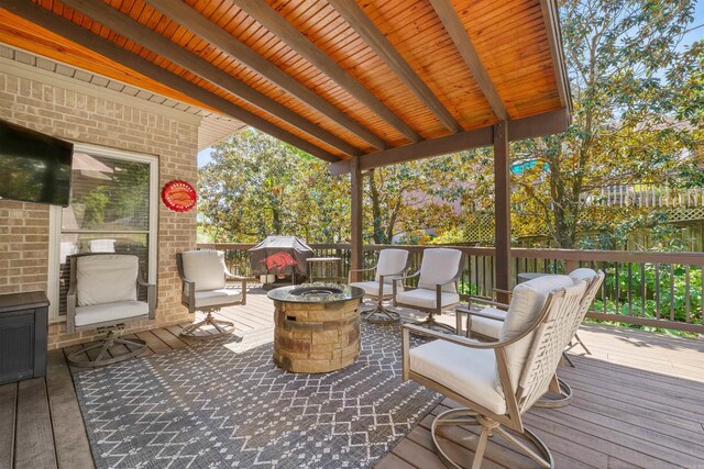 3305 Seminole Trl, Sherwood, AR 72120 - deck featuring an outdoor fire pit