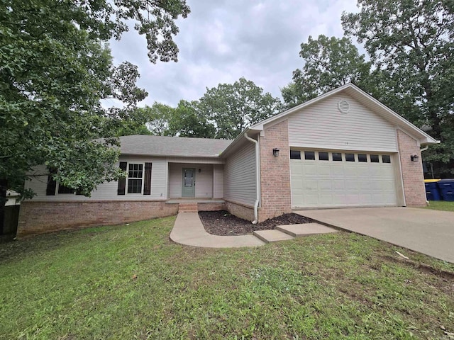 19 Twin Lks, Cabot, AR 72023 - ranch-style house with brick siding, concrete driveway, a garage, and a front yard
