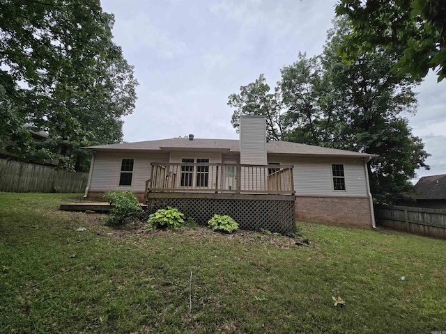 19 Twin Lks, Cabot, AR 72023 - rear view of house with a wooden deck and a chimney