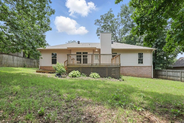 19 Twin Lks, Cabot, AR 72023 - back of property featuring a deck, brick siding, and a chimney