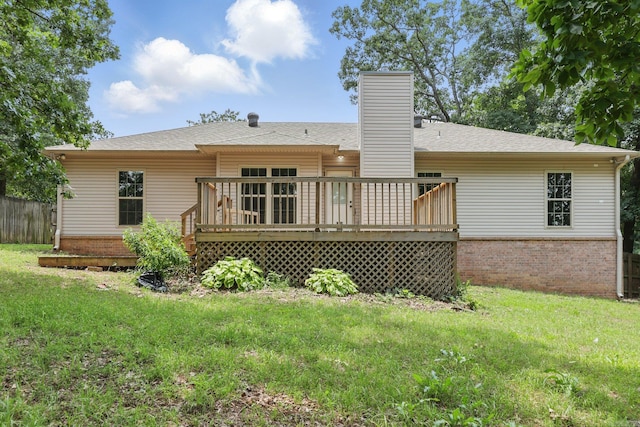 19 Twin Lks, Cabot, AR 72023 - back of property with a deck, brick siding, a chimney, and a shingled roof