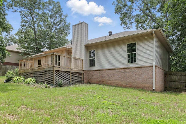 19 Twin Lks, Cabot, AR 72023 - back of property featuring brick siding, a wooden deck, and a chimney