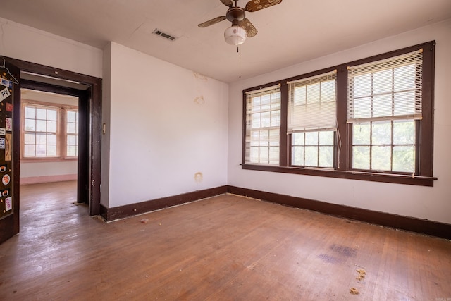 2815 Broadway St, Little Rock, AR 72206 - empty room with baseboards, hardwood / wood-style flooring, and ceiling fan