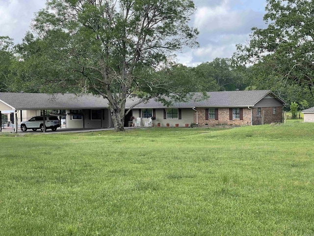 6873 Brazil Rd, Benton, AR 72019 - single story home featuring a front yard, a carport, and brick siding