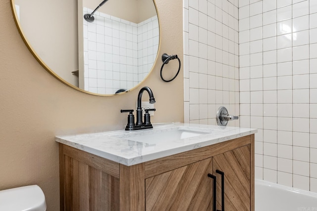 3317 W 7th St, Little Rock, AR 72205 - bathroom featuring vanity, toilet, and shower / bath combination