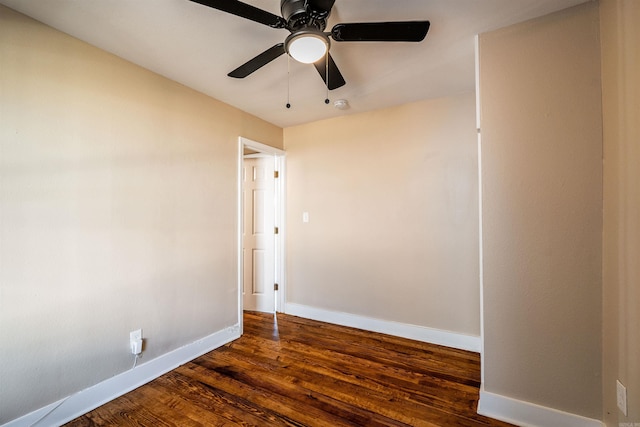 3317 W 7th St, Little Rock, AR 72205 - spare room featuring baseboards, dark wood-type flooring, a ceiling fan, and a smoke detector