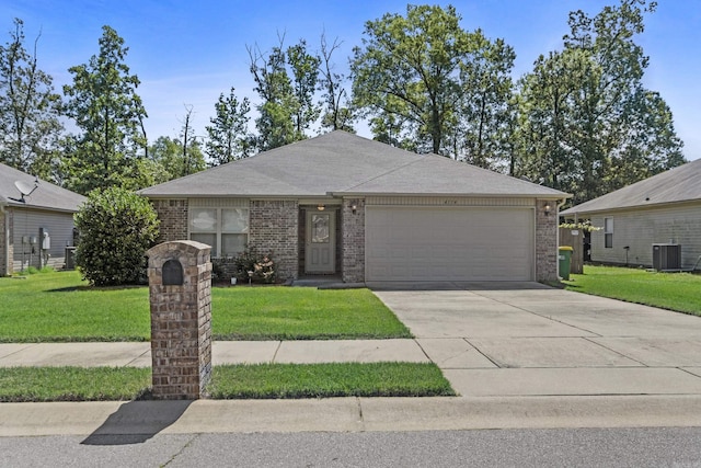 4114 Valles Rd, North Little Rock, AR 72118 - single story home featuring cooling unit, a front yard, brick siding, a garage, and driveway