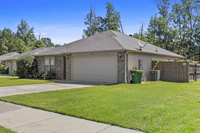 4114 Valles Rd, North Little Rock, AR 72118 - view of front of house with a garage, cooling unit, brick siding, driveway, and roof with shingles