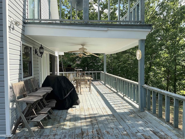 235 Sylvan Dr, Greers Ferry, AR 72067 - deck featuring ceiling fan