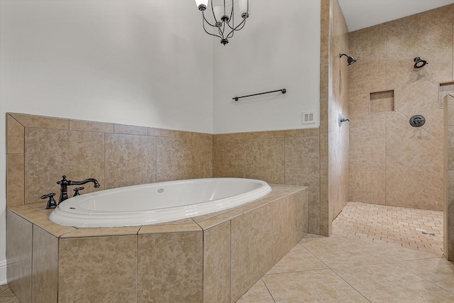 2207 Byrnewood, Jonesboro, AR 72404 - full bathroom with tiled shower, a bath, and tile patterned flooring