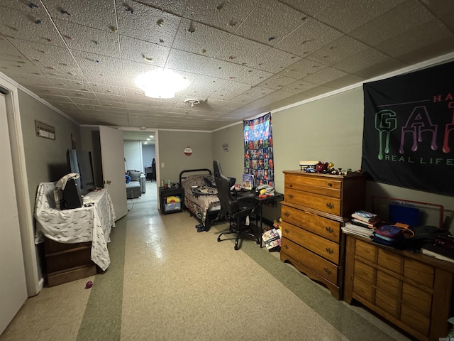 821 S 12th Ave, Piggott, AR 72454 - bedroom featuring crown molding and an office area