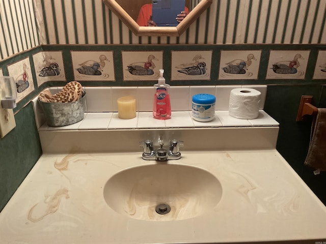 1602 Lake Clf, Higden, AR 72067 - bathroom view of a sink and wallpapered walls