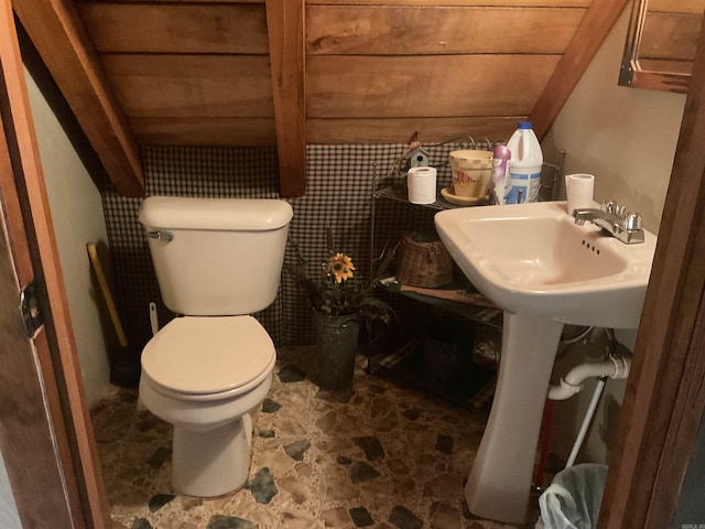 1602 Lake Clf, Higden, AR 72067 - half bath featuring toilet, stone finish flooring, and a sink