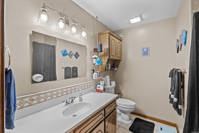 16 Clinton Ct, Cabot, AR 72023 - bathroom with toilet, vanity, tile patterned flooring, and a shower with curtain