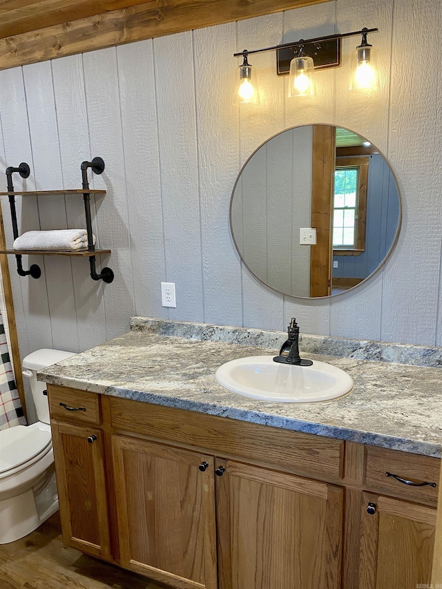 5867 County Road 4160, Ozark, AR 72949 - bathroom with vanity, toilet, and wood finished floors