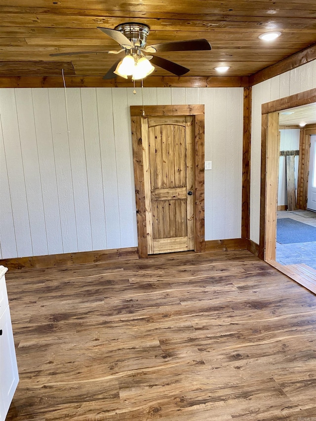 5867 County Road 4160, Ozark, AR 72949 - entryway featuring wooden ceiling, wooden walls, wood finished floors, a ceiling fan, and recessed lighting