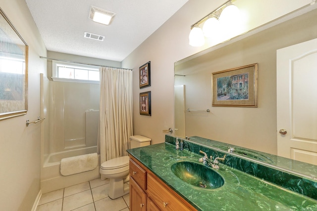 113 Deer View Cir, Hot Springs, AR 71913 - bathroom featuring vanity, toilet, shower / bath combination with curtain, tile patterned flooring, and baseboards