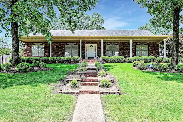 113 Deer View Cir, Hot Springs, AR 71913 - ranch-style home with a porch, brick siding, and roof with shingles