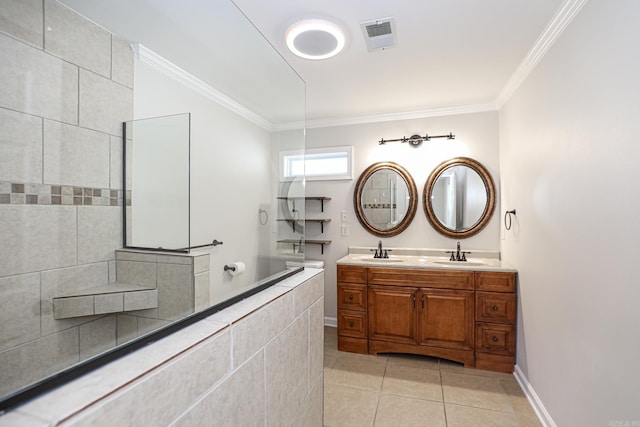 831 Jackman St, Benton, AR 72015 - full bath featuring tile patterned flooring, double vanity, and ornamental molding