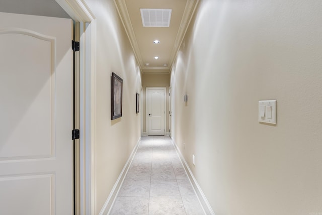 1606 Hilldale, Alexander, AR 72002 - hallway featuring ornamental molding, baseboards, and recessed lighting