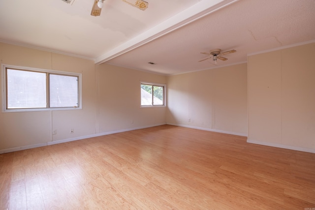 1411 Maple St, North Little Rock, AR 72114 - unfurnished room with ceiling fan, light wood-type flooring, baseboards, and ornamental molding