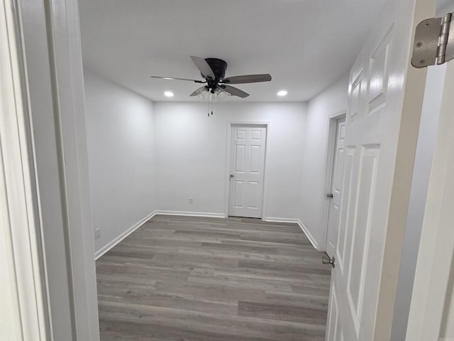 4518 W 25th, Little Rock, AR 72204 - empty room with ceiling fan, wood finished floors, recessed lighting, and baseboards