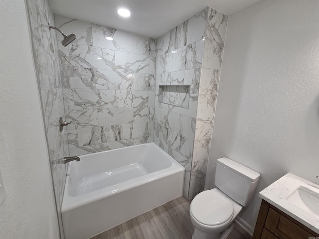 4518 W 25th, Little Rock, AR 72204 - full bathroom featuring toilet, wood finished floors, shower / bathtub combination, and vanity