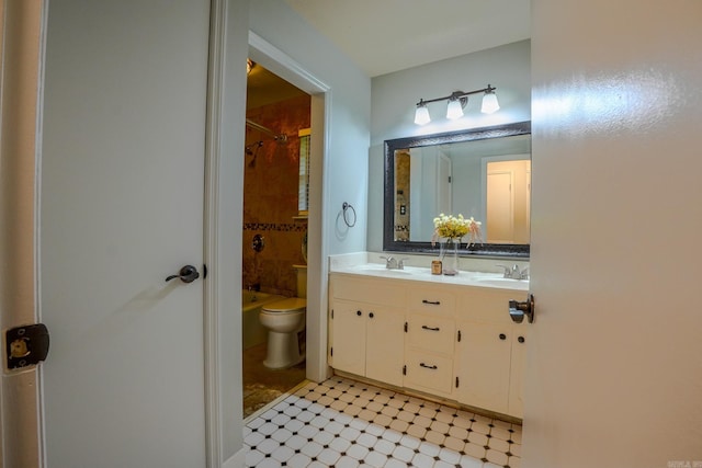 2318 Breckenridge Dr, Little Rock, AR 72227 - bathroom featuring toilet, double vanity, and shower / tub combination