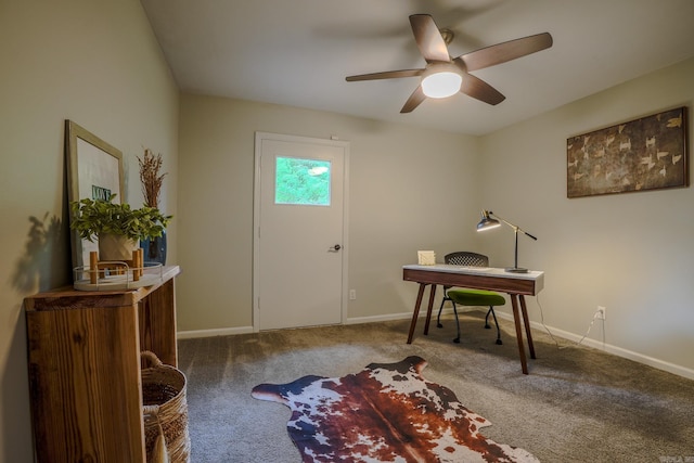 2318 Breckenridge Dr, Little Rock, AR 72227 - carpeted office space with ceiling fan and baseboards