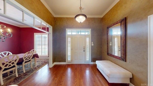 4335 Gazebo Dr, Conway, AR 72034 - entryway with ornamental molding, wood finished floors, and baseboards