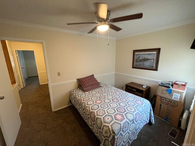 135 Hillview Dr Unit 115, Fairfield Bay, AR 72088 - bedroom with carpet flooring, crown molding, and a ceiling fan