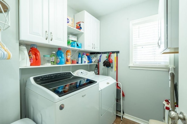 1244 N Scenic Dr, Heber Springs, AR 72543 - laundry area with washer and dryer, cabinet space, and baseboards