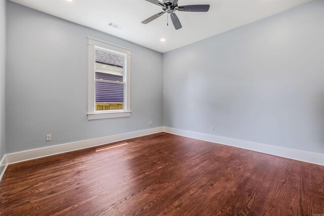 1908 S Gaines St, Little Rock, AR 72206 - unfurnished room featuring dark wood-style flooring, a ceiling fan, baseboards, and recessed lighting