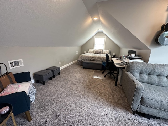 1008 Wildcat Ln, Jonesboro, AR 72405 - carpeted bedroom with vaulted ceiling, baseboards, and an office area