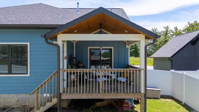 3069 Spring Mill Dr, Mountain Home, AR 72653 - back of property featuring roof with shingles and a wooden deck