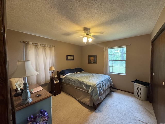 113 Boyd Rd, Southside, AR 72501 - bedroom featuring light colored carpet, a textured ceiling, and ceiling fan